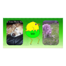 Running chicken personalised photo card