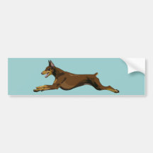 Running Doberman, Red Bumper Stickers