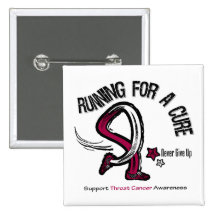 Running For A Cure Throat Cancer Pinback Button