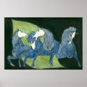 Running free Blue Horses - Poster posters