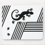 Running Gecko - black & white stripes abstract2 mousepads
