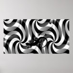 Running Gecko - swirls black & white posters