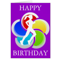 Running Girl Happy Birthday Greeting Card