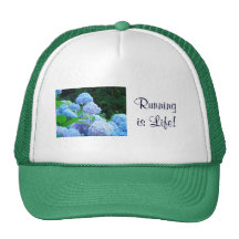 Running is Life! sports hat Blue Hydrangea Flowers