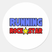 Running Rock Star Round Sticker