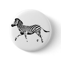 Running Zebra Pinback Button