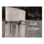 Rural Fence Post Country Wedding Flat Note Card Personalised Invitation