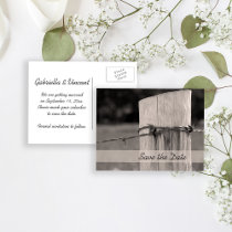 Rural Fence Post Country Wedding Save the Date Post Cards