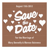 Russet Brown Save the Date Hearts Invitation invitations