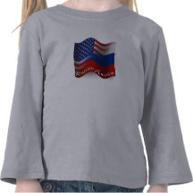 Russian-American Waving Flag Tshirt