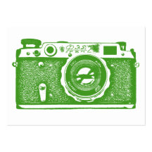 Russian Camera - Avocado Green on White Business Cards