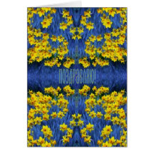 Russian Congratulation Card with Daffodils