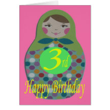 Russian Doll Happy 3rd Birthday Greeting Cards
