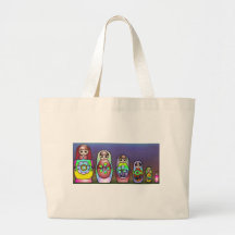 Russian dolls on a row canvas bag