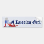 Russian Girl Silhouette Flag Bumper Sticker