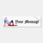 Russian Girl Silhouette Flag Bumper Stickers