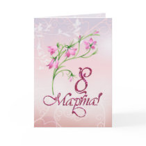 Russian International women's day, pink flowers Greeting Card