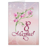 Russian International women's day, pink flowers Greeting Card