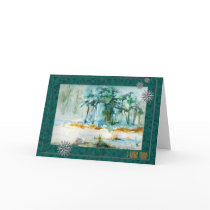 Russian Seasonal New Year Greeting Card with Snow