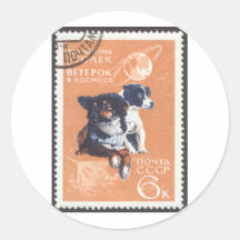 Russian Space Dogs 1966 Cosmos 110 Round Sticker