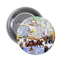 Russian Village in the Winter Buttons