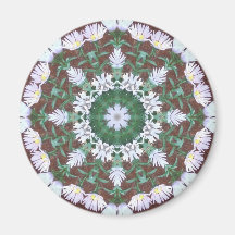 Rust and Flowers Mandala Magnet