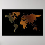 Rustic 3D Rustic-tone World Map Art Poster