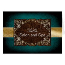 rustic aqua gold Business Thank You Cards