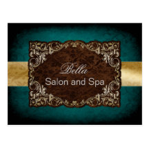 rustic aqua gold business ThankYou Cards Post Card