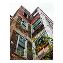 Rustic Autumn Vines Against An Old Building Card Post Card