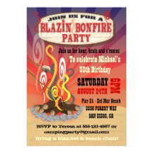 Rustic Blazin Bonfire Party Invitations