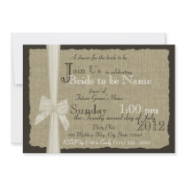 Rustic Bow and Burlap Bridal Shower Personalized Invites