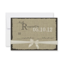 Rustic Bow and Burlap Wedding Response Personalised Invitations