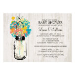 Rustic Burlap Mason Jar Wildflowers Baby Shower Cards
