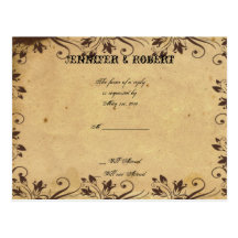 Rustic Country Barn Wood Beauty Wedding RSVP Postcards