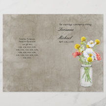 Rustic Country Mason Jar Bouquet Wedding Program Flyers