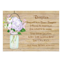 Rustic Country Mason Jar Floral Lavender Hydrangea Custom Invitation