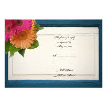 Rustic Country Painted Wood Daisies Response Card Custom Announcements