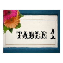 Rustic Country Painted Wood Daisies Table Number Postcard