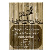 Rustic Elk Wildlife Hunting Wedding Invitations