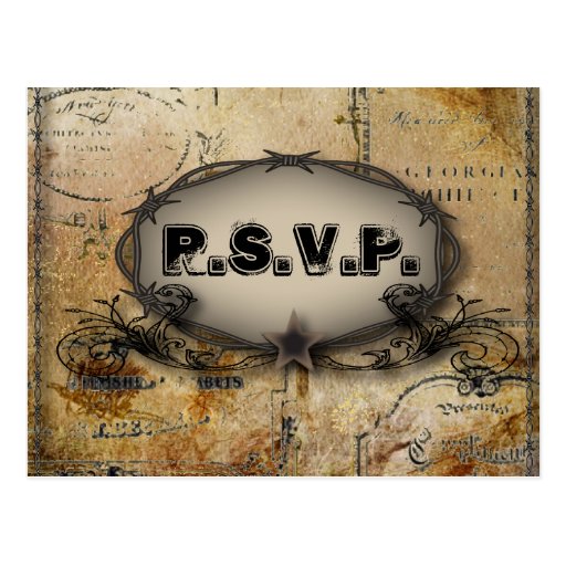 Rustic Farm Wedding R.S.V.P Postcard