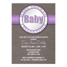 Rustic Glitter Purple Baby Shower Invitations