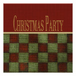 Rustic Homespun Christmas Party Personalized Invitations