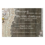 Rustic Lace Wood Floral  Wedding Reception RSVP Personalized Invitation