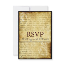 Rustic Love is Patient Vintage Wedding RSVP Cards Personalized Invitations