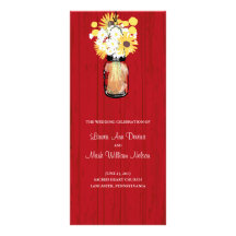 Rustic Mason Jar and Wildflowers Program Custom Rack Cards