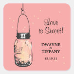 Rustic Mason Jar & Fireflies Square Sticker