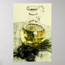 Rustic olive oil with olives print