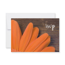 Rustic Orange Daisy Country Wedding Response Card Personalized Invite
