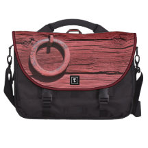 Rustic Red Wood With Metal Ring Laptop Bag
